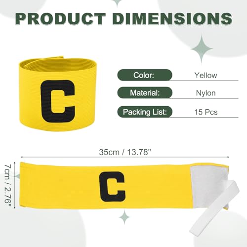 Captain Armbands, Adjustable Leader Arm Band for Soccer Elastic Team Sport Arm Band -Fitting for Football/Volleyball/Rugby - color: Yellow