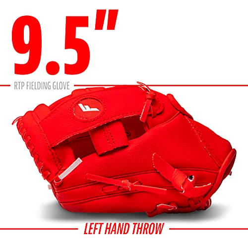 Franklin Sports Kids Baseball Gloves - RTP Youth Teeball Glove + Ball Set - Boys + Girls Teeball Mitt - Kids + Toddlers - 9.5" - color: Red, style: Left Handed Thrower