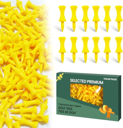 Amy Sport Golf Tees Step Down Plastic Unbreakable 50 Pack Reusable Bulk Professional Height Control Castle Tee for Practice - color: 50 Pack 1 3/4" in Yellow