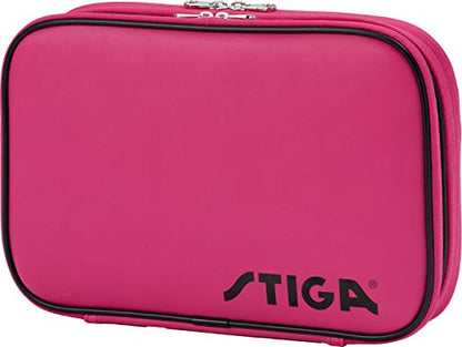 STIGA 1419197081 Table Tennis Classic Double Racket Case, Holds 2 Pieces, Pink
