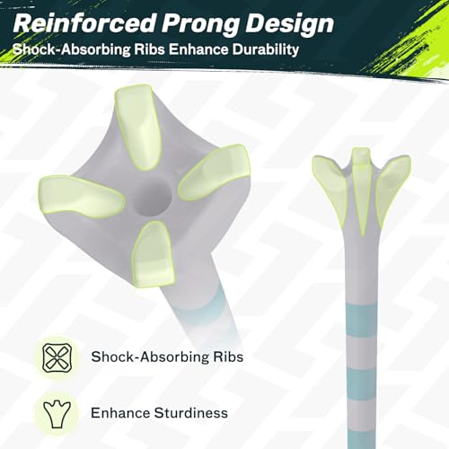SAPLIZE Upgraded 4-Prong Golf Tees Plastic, 50/100/120/200 Pack (1-1/2", 2-3/4'', 3-1/4"), Engineered to Reduce Friction & Side Spin, Unique Golf Gifts for Golfers - color: Purple (25pcs, 2-3/4") & Green (25pcs, 3-1/4")
