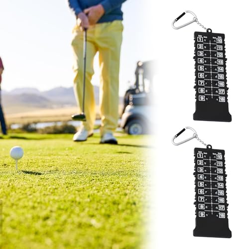 2 Pieces Golf Score Counter Small with Carabiner Chain Golf Scorer for