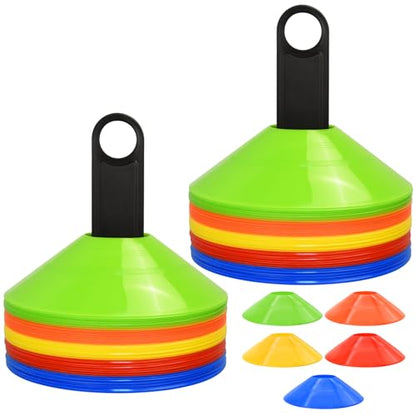 RUBY.Q 50/100/200pcs Disc Cones, Soccer Cones, Basketball Cones with Carry Bag and Holder, Football, Soccer, Basketball Training Equipment, 5 Colors - size: 100pcs