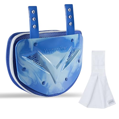 Football Back Plate, Football Low Back Pad, Rear Protector Lower Back Pads+ Towel - color: blue and gray, size: Large