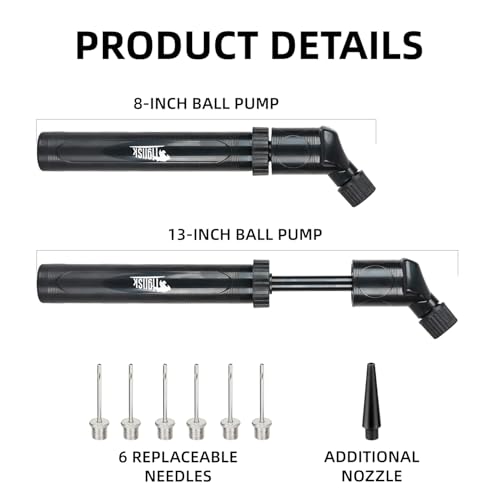 Tigrisk® Ball Pump for Sports Balls - Hand Pump for Soccer Football Volleyball Water Polo Rugby Exercise Sports Ball, Portable Air Pump with 6 Needles and 1 Nozzle