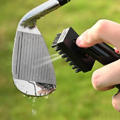 Golf Club Cleaner Brush with Spray Bottle, Holds 5 oz Water Portable Golf Cleaning Tool Gadgets and Groove Cleaner Kits that,Greener