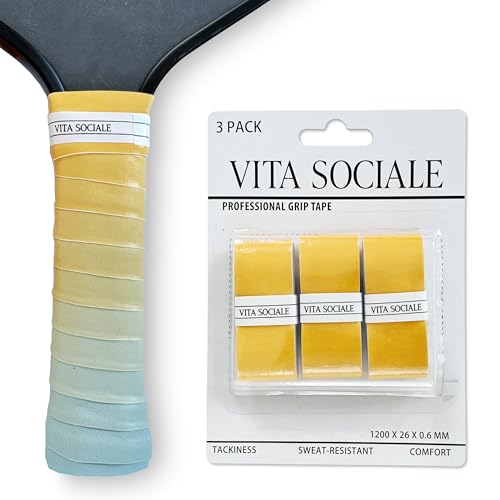 Pickleball Overgrip Tape (3 Pack) – Ultra-Soft Cushioned Grip, Sweat-Resistant, Non-Slip for Pickleball Paddles & Tennis Rackets - color: Tropical Haze - Smooth