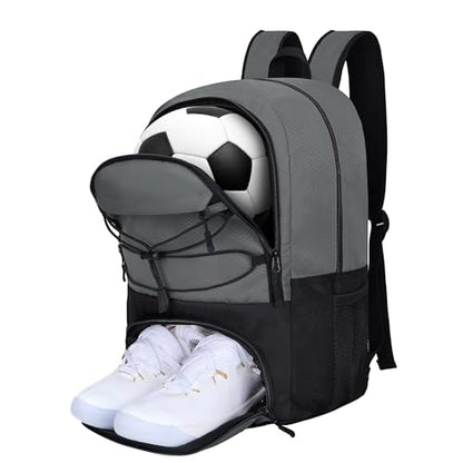 Goloni Soccer Backpack Bag with Separate Ball & Cleat Shoe Compartment,Sports Gym Backpack for Teen Girls Boys Men Women Kids - color: Dark Grey