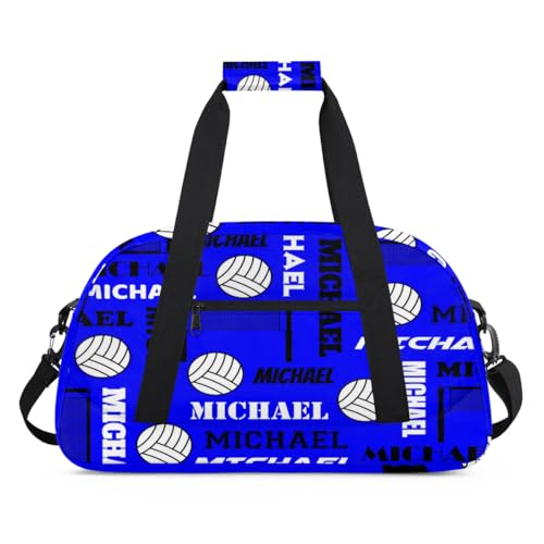 Custom Volleyball Gym Bag Duffel Bag for Women Men, Personalized Name Sport Bag Overnight Bags Customized Travel Weekender Bag, Navy - color: Navy