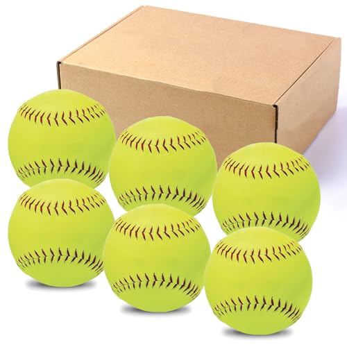 Softballs,Practice Softballs,Softball for Youth Teenager/Adults Players Training Ball,Safe Throwing for Indoor or Outdoor,Catching and Batting Practice,Cork Rubber Center - color: 12" - Box of 6