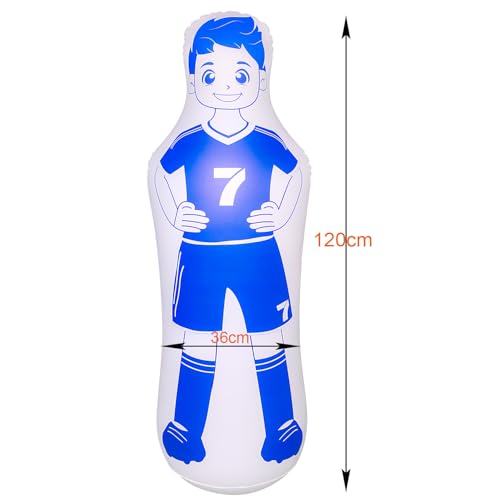 ZHUYNXIR Inflatable Soccer Dummy, Soccer Training Equipment, Inflatable Dummy Goalkeepr Air Mannequin Free Kick Wall Goalkeeper Defender Training for Children Adults - color: 120 dummy-blue