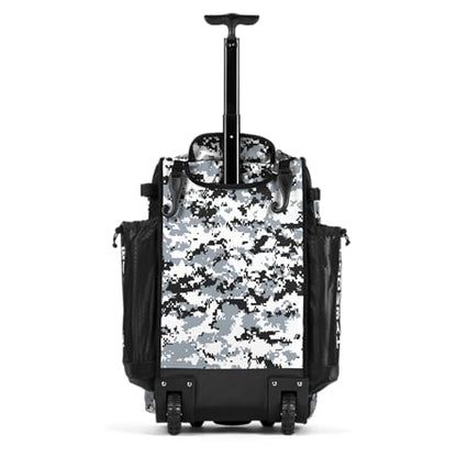 Boombah Rolling Catchers Superpack Baseball/Softball Gear Bag Digital Camo - 23-1/2" x 13-1/2" x 9-1/2" - Multiple Colors - Telescopic Handle and Holds 4 Bats - Wheeled Version - color: Black/Gray