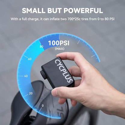 CYCPLUS AS2 Tiny Pump Bike Pump Portable Ultra-Mini 100PSI Electric Bicycle Pump Type-C Rechargeable Battery, No Pressure Display(Winner of The EUROBIKE Award 2023) - style: Black
