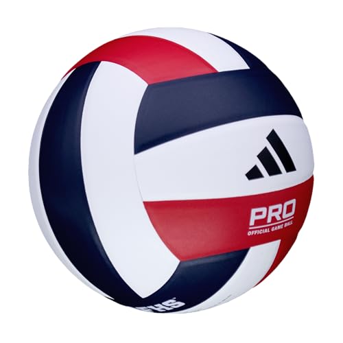 adidas | PRO | Hand Picked Leather Indoor Game Volleyball | NFHS Certified | Official Size - color: Red/White/Navy
