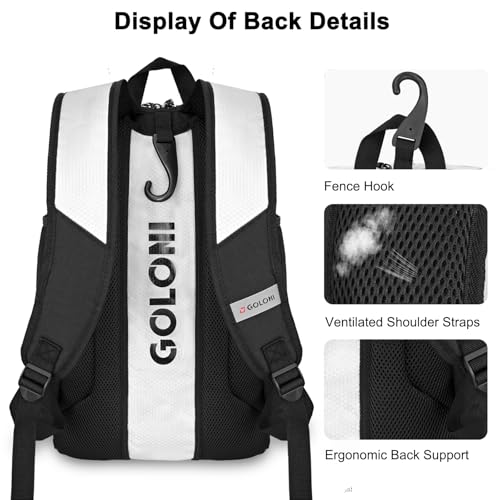 Goloni 40L Baseball Bag, Softball Bat Bag with Shoes Compartment,Fence Hook,Backpack for Baseball, T-Ball & Softball Equipment & Gear
