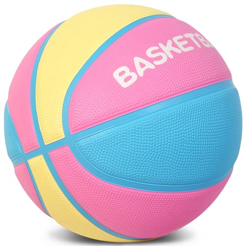Kids Youth Adult Size 3/4/5/6/7 Basketball Thickened Rubber Outdoor Colorful 22/25.5/27.5/28.5/29.5" for Play Game Gifts (Deflated) - color: pink,blue,yellow, size: Size 4 Kids & Youth - 25.5" Ages 4-8