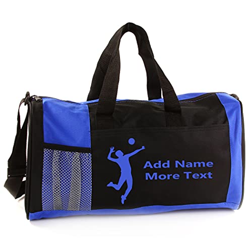 KishKesh Personalized Sport Duffel Bag – Ideal for Volleyball Players, Gym, Travel, Training & Workout Essential for Male – Durable, Customizable Name & Text for Kids and Adults – Blue, 18" X 10" X 8" - color: Blue, style: Volleyball