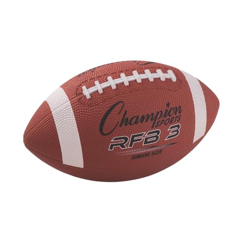 Champion Sports Rubber Football – Durable All-Weather Ball for Pee Wee to Official Sizes, Indoor & Outdoor Play - style: Junior Size (Ages 10-12)