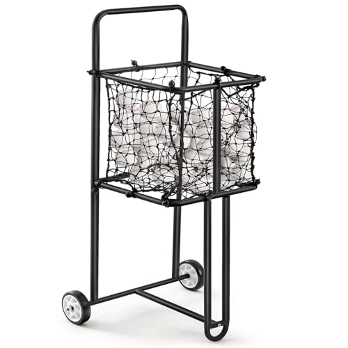 Vercraft Sports Baseball Cart with Wheels Large Softball Caddy Ball Holder Holds up 300 Baseballs or 150 Softballs - color: Black, size: 15 x 23 x 45"