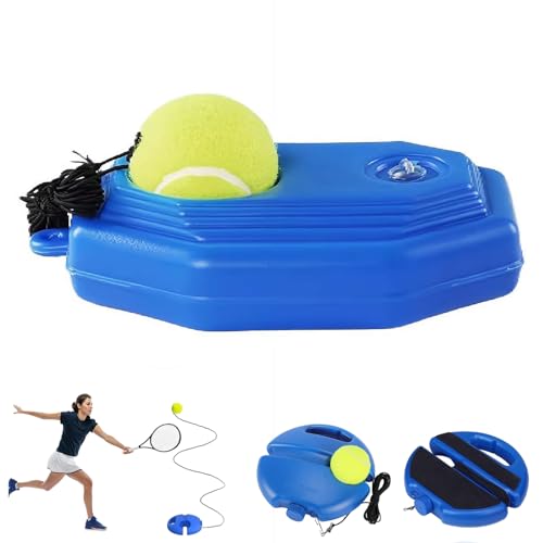 Tennis Trainer Rebound Ball Set- Solo Practice Tennis Training Equipment with Elastic Rope & Fillable Base | Portable Tenni-s Rebounder for Backyard, Park, Wall Drills | Ideal for Adults & Beginners - color: Blue2, size: 1set