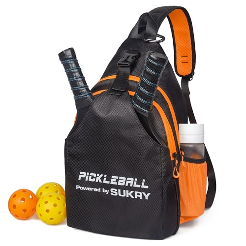 SUKRY Pickleball Bag Lightweight Sling Backpack for Men and Women with Multi-Pocket Crossbody Gym & Travel Backpack Pickle Ball Accessories - color: Orange
