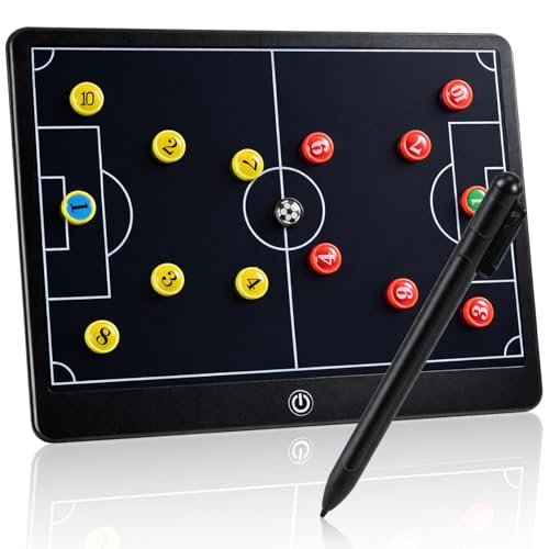 Magnetic Soccer Coaching Board Laelr 16 inch LCD Soccer Coach Tactical Board with Stylus Pen 27 Magnetic Marker Kits Football Coach Writing Tablet for Strategy Planning Training Coach Gifts