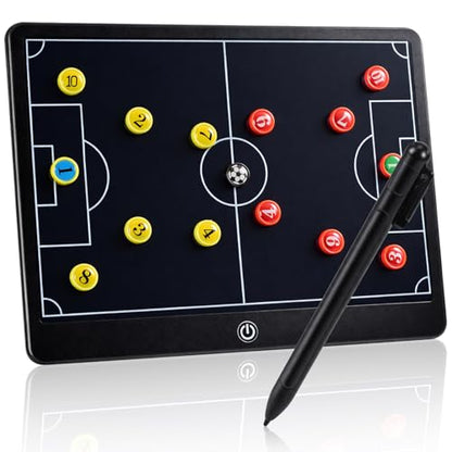 Magnetic Soccer Coaching Board Laelr 16 inch LCD Soccer Coach Tactical Board with Stylus Pen 27 Magnetic Marker Kits Football Coach Writing Tablet for Strategy Planning Training Coach Gifts
