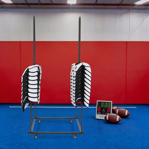 Football Shoulder Pad Rack with Wheels, Heavy Duty 100lbs Capacity Storage Stand for Slow-Pitch Softball Fast-Pitch Baseball Gear, Open Frame Design, Easy Assembly, for Home Locker Room, Black