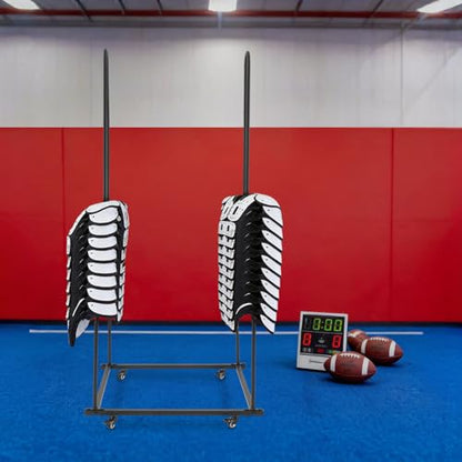 Football Shoulder Pad Rack with Wheels, Heavy Duty 100lbs Capacity Storage Stand for Slow-Pitch Softball Fast-Pitch Baseball Gear, Open Frame Design, Easy Assembly, for Home Locker Room, Black