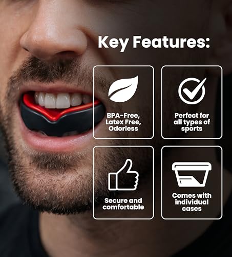 Zyrev Pack of 6 Mouth Guard for Football, Boxing, MMA, Hockey, Lacrosse, Baseball Mouthguard/Mouthpiece in 6 Colors - for Adults