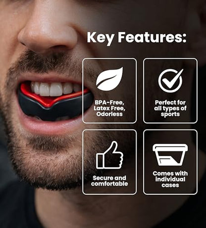 Zyrev Pack of 6 Mouth Guard for Football, Boxing, MMA, Hockey, Lacrosse, Baseball Mouthguard/Mouthpiece in 6 Colors - for Adults