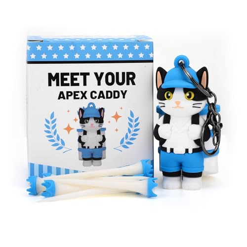 Penitue Caddie Golf Tee Holder, Including 8 Golf Ball Tees Creative Cute Cat Holder Set for Women Men Golfers Attaching to Backpack Shoulder Bag Belt - style: Cat