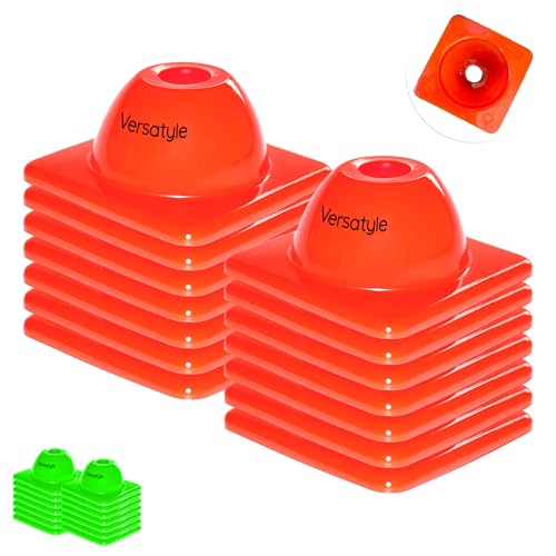 Versatyle Heavy Duty Agility Training Cones (2 in, 6 in, 9 in, 12 in, 28 in) for Sports, Kids Coaching, Multipurpose Field Marker Cones, Soccer, Basketball Drills, Bike, Motorcycle, Traffic Training - style: 2in, Orange, 12 Pack