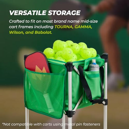 Racket Pets The Ball Tote - Replacement Bag for Tennis and Pickleball Pro Teaching Cart Hopper, Large Tote Bag For 150 Tennis Balls or 100 Pickleballs, Frame Not Included - color: Green