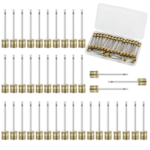 20 Pack Brass Ball Pump Needles with Storage Case - Heavy Duty No Break Air Pump Needles for Basketball