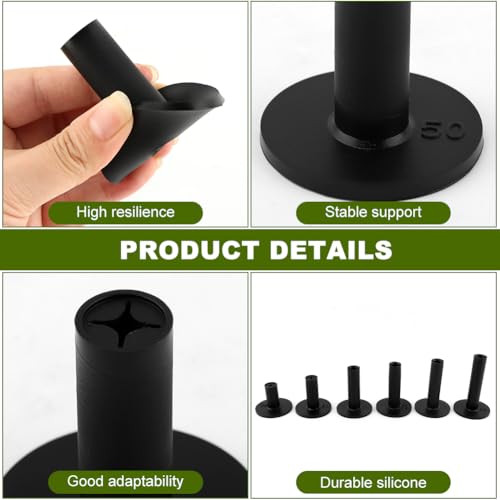 Rubber Golf Tees for Mats, Golf Tee Holder Kit with 6 Ball Holders, 8 Tees & 4 Balls, 6 Sizes Non Slip Rubber Tee Set for Driving Range, Indoor & Outdoor Practice
