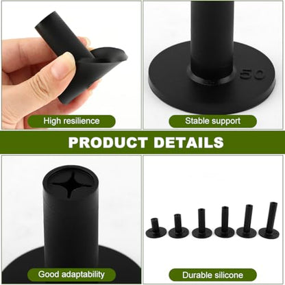 Rubber Golf Tees for Mats, Golf Tee Holder Kit with 6 Ball Holders, 8 Tees & 4 Balls, 6 Sizes Non Slip Rubber Tee Set for Driving Range, Indoor & Outdoor Practice