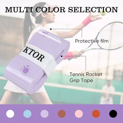 Tennis Racket Grip Tape, Ultra Thin Tacky Tennis Overgrip for Sweat Absorption & Control – Durable Anti-Slip Replacement Grip for Tennis, Badminton & Pickleball (3 Pack) - color: CAT PURPLE