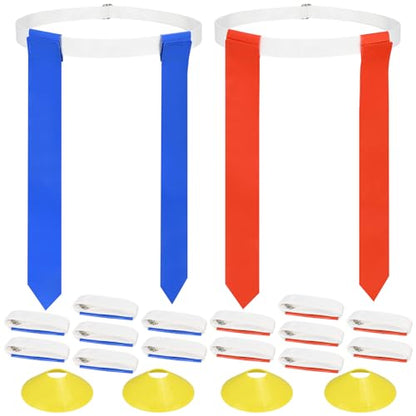 DkOvn Flag Football Set, Flag Football Belts with Flags, Easy Tear Away Belt for Youths, Adult Players of Flag Football - color: 14pcs(7 Blue+7 Red)