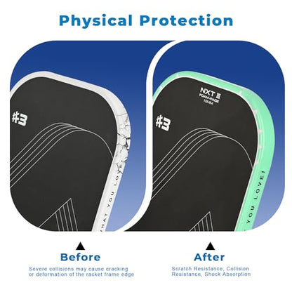 PICKLETECH Pickleball Paddle Protection Tape - Paddle Head Edge Guard - Racket Edge Protection Tape -Fit Perfectly Curved Edge -No Wrinkling - color: Clear Green, size: Width 20mm