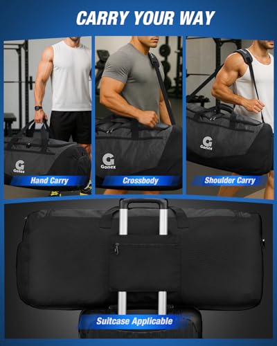 Gonex Gym Duffel Bag 31 inch with Shoe Compartment Wet Pocket, Large Capacity Sports Duffle Bag for Men Women, Workout & Travel Bag with Multiple Pockets, Black, Large (100L)