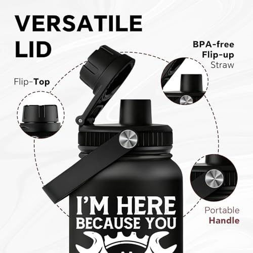 Fufandi Mechanic Gifts - Maintenance Man Gifts for Men - Mechanic Appreciation Gift - Maintenance Worker Travel Water Bottle 32oz - color: Mechanic Black