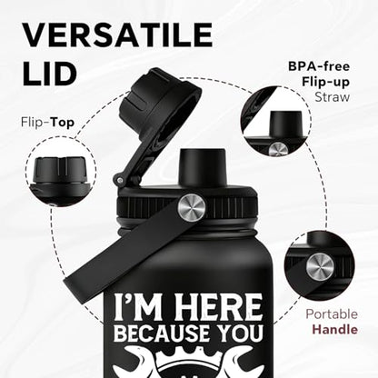 Fufandi Mechanic Gifts - Maintenance Man Gifts for Men - Mechanic Appreciation Gift - Maintenance Worker Travel Water Bottle 32oz - color: Mechanic Black