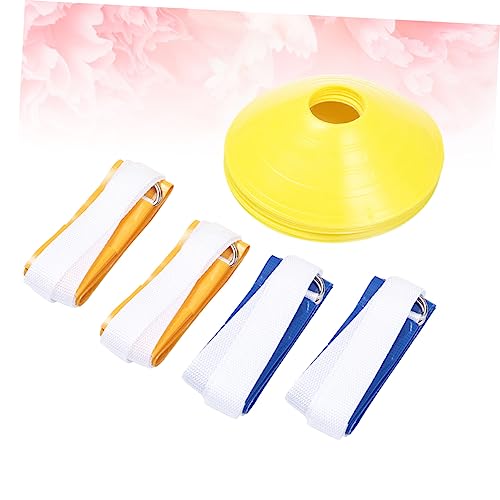 8-Pack Boys and Girls Flag Football Waist Belt Set American Football Training Accessory Rugby Training Webbing 2 White 2 with Flags Yellow Plate Cone Markers