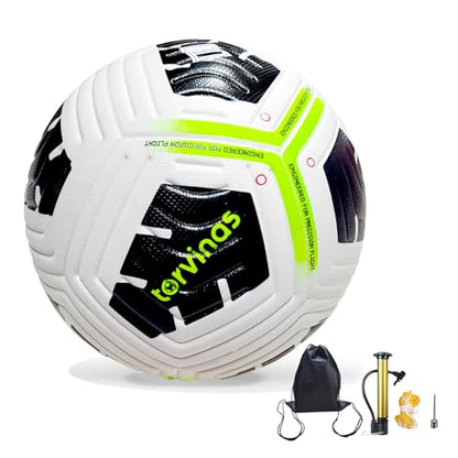 Soccer Ball Size 5,4 – Thermal Bonded Waterproof PU Leather, Professional Training & Match Ball for Youth & Adults, with Pump & Bag, Training Gift Set - color: black