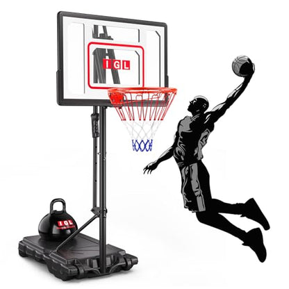 IGL Kids Basketball Hoop Outdoor Adjustable, 33 Inch Portable Basketball Goal with PC Backboard, Fillable Base & 40 lb Weight Ball for Backyard & Driveway - color: Red-Pro