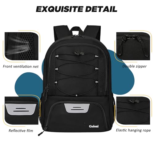 Goloni Soccer Bag, Basketball Bag with Ball Compartment & Shoe Compartment,Large Soccer Backpack for Basketball,Gym，Football - color: black