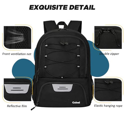 Goloni Soccer Bag, Basketball Bag with Ball Compartment & Shoe Compartment,Large Soccer Backpack for Basketball,Gym，Football - color: black