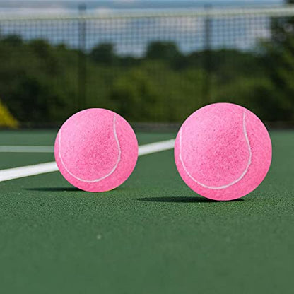 URBEST Tennis Ball 12 Packs Training Tennis Balls Practice Balls for Novice Player, Pet Dog Playing Balls with Mesh Carry Bag - color: Pink