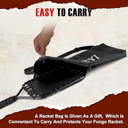 Baseball Racket for Fly Balls, Grounders, and Line Drives - Softball/Baseball Fungo Bat for Coaches and Parents to Help with Auxiliary Training - Attach a Racket Bag and Winding Tape - color: Black